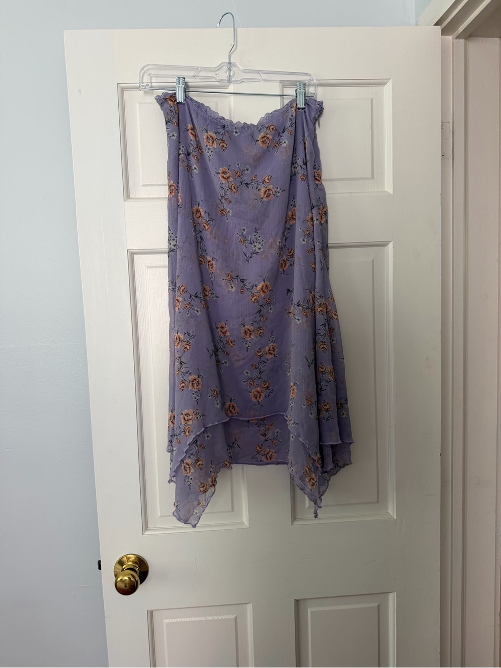 Free People Lavender Floral Asymmetrical Chiffon Skirt